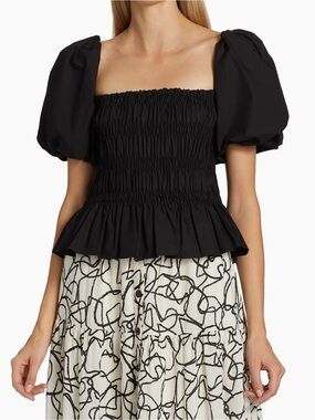ASTR The Label Savina Puff-Sleeve Top in black